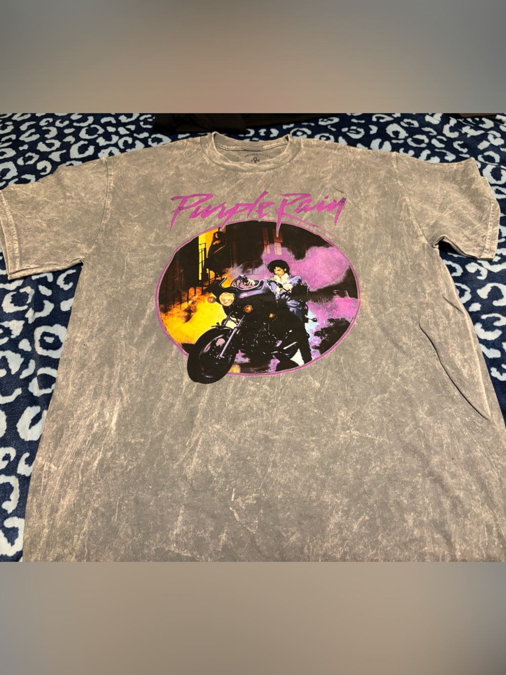 Prince Taupe Short Sleeve Tee with Pink & Yellow Moto Graphic
